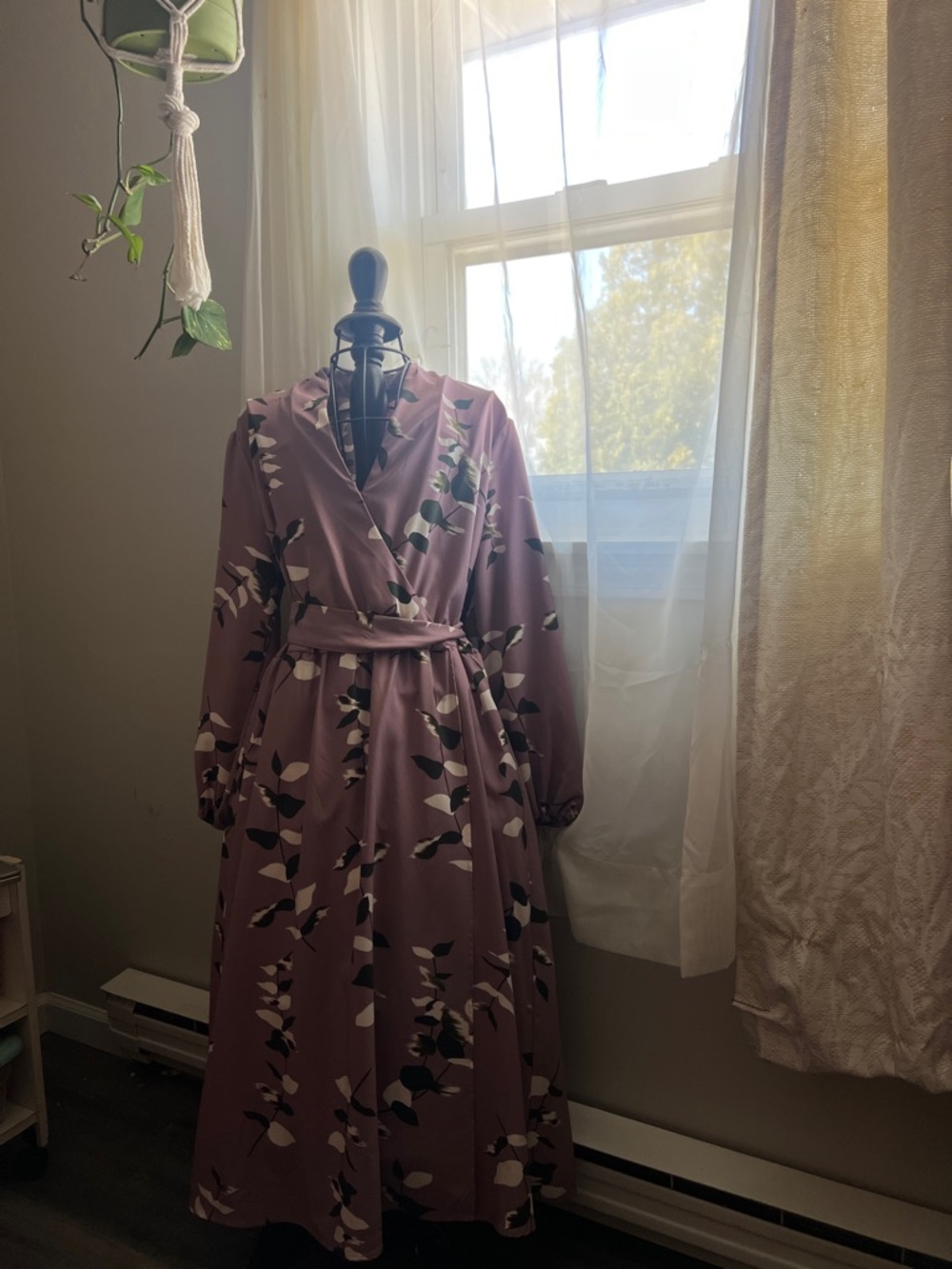 a new day Dusty Rose Floral Wrap Dress